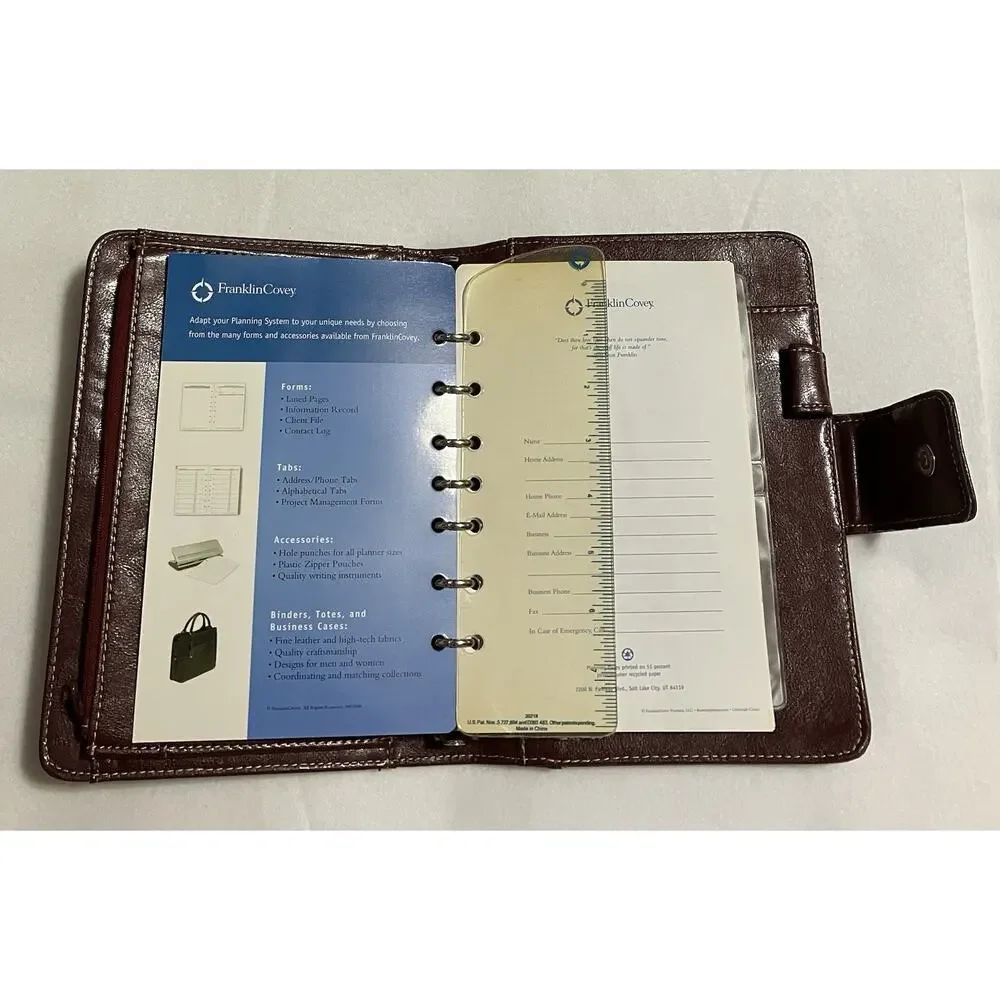 Franklin Covey Leather 7-Ring Notebook Planner Organizer Needs Fillers Burgundy